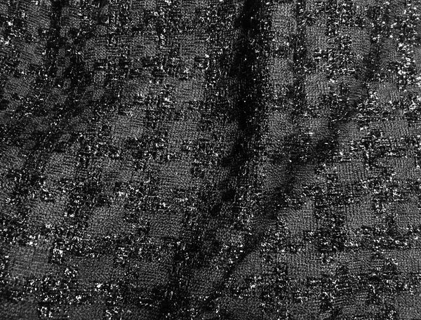 Black on Black - Houndstooth Pattern - French Tweed - 150 cm Wide