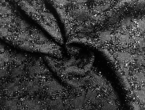 Black on Black - Houndstooth Pattern - French Tweed - 150 cm Wide