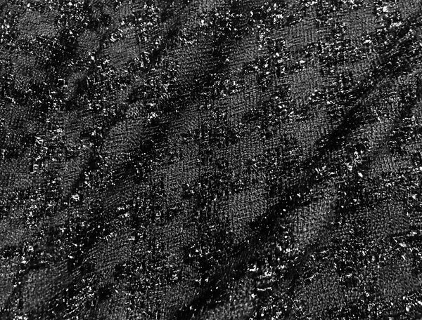 Black on Black - Houndstooth Pattern - French Tweed - 150 cm Wide