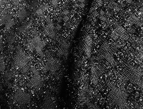 Black on Black - Houndstooth Pattern - French Tweed - 150 cm Wide