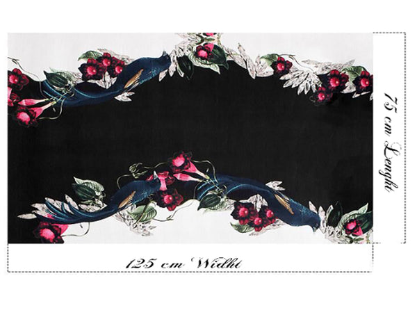 Multi Color Floral on White Background Stretch Satin- Positions of: 125 cm Width x 84 cm Length.