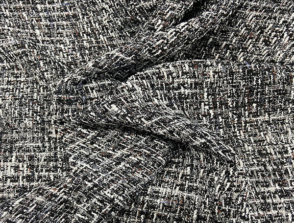 Shades of Grey/Black/Off White/Tan/Purple - French Tweed - 150 cm Wide.