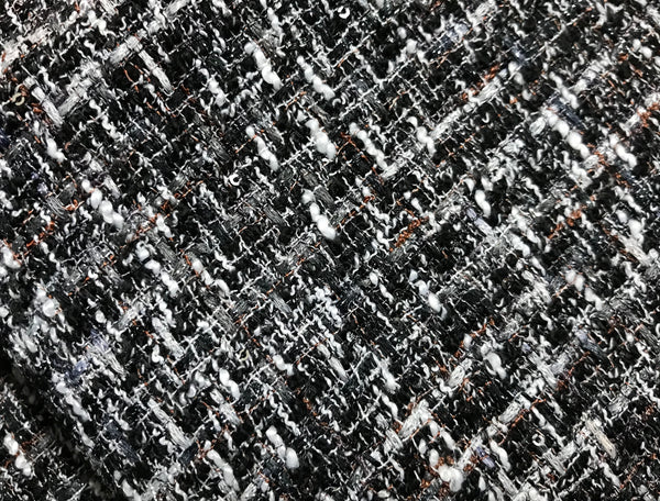 Shades of Grey/Black/Off White/Tan/Purple - French Tweed - 150 cm Wide.