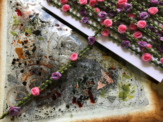 Multi Color Roses on Braid - Rococo Trim - 10 mm Wide.