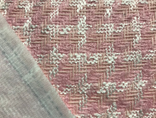 Pink and White Lined - French Tweed - 150 cm Wide.