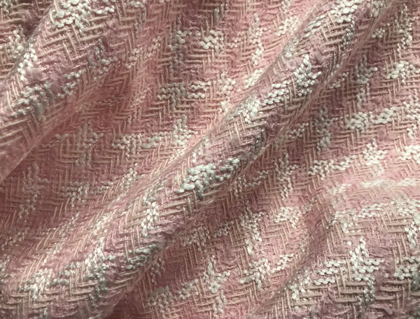 Pink and White Lined - French Tweed - 150 cm Wide.