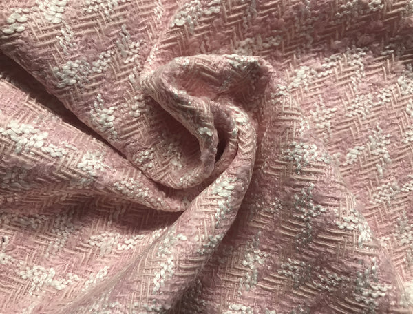 Pink and White Lined - French Tweed - 150 cm Wide.