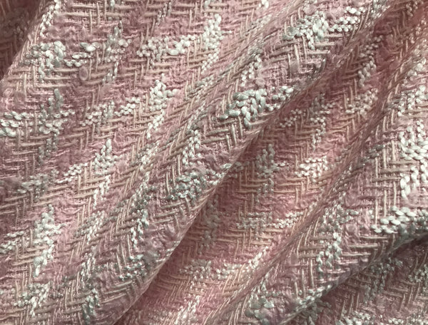 Pink and White Lined - French Tweed - 150 cm Wide.