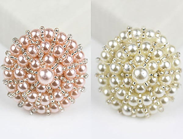 Ivory or Pink - Handmade - Pearls and Glass Beads - 40mm Width.