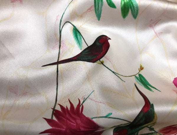 Multi Color Floral Stretch Silk  Satin - 143 W cm x 120 cm L,  Imported.