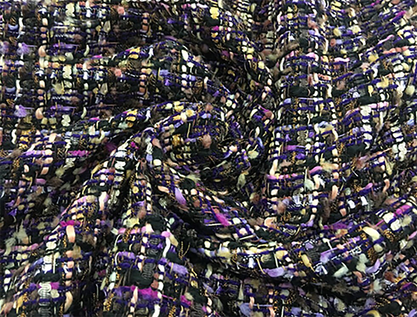 Nobel Purple, Gold Tans and Pink - French Tweed - 150 cm Wide.