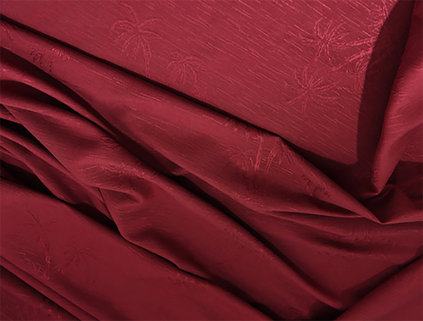 Burgundy Silk Jacquard - Palms Print - 40 MM - 114 cm Wide.
