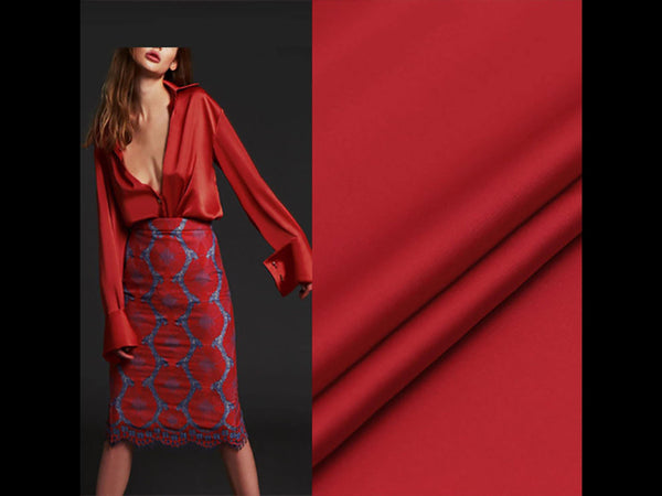 Red Stretch Silk Satin _ 106 cm Wide - WIKILACES