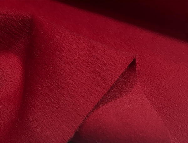 Red Short Staple Hair - Italian Alpaca Wool - 155 cm Wide, Imported.