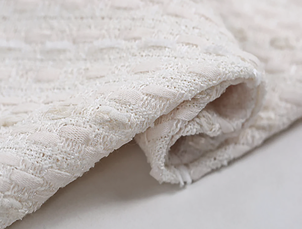 Ivory w/Ribbons - French Tweed - 145 cm Wide.