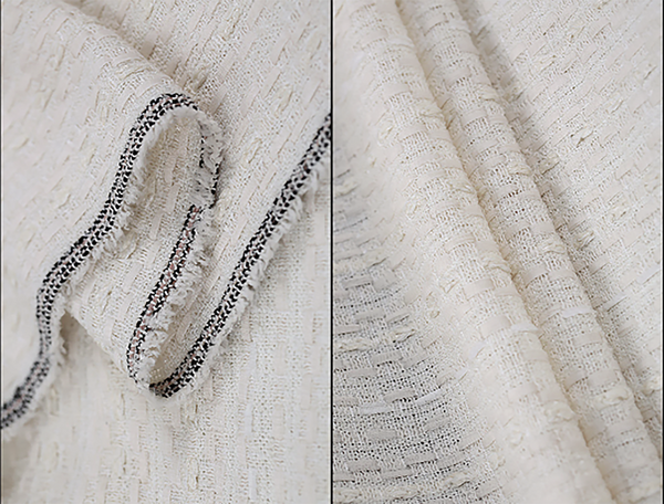 Ivory w/Ribbons - French Tweed - 145 cm Wide.