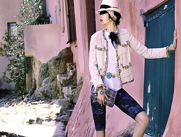 Ivory w/Ribbons - French Tweed - 145 cm Wide.