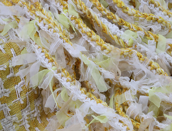 Yellow and White - Cotton French Tweed - 150 cm Wide.