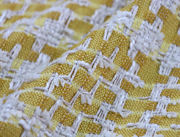 Yellow and White - Cotton French Tweed - 150 cm Wide.