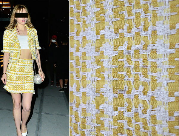 Yellow and White - Cotton French Tweed - 150 cm Wide.