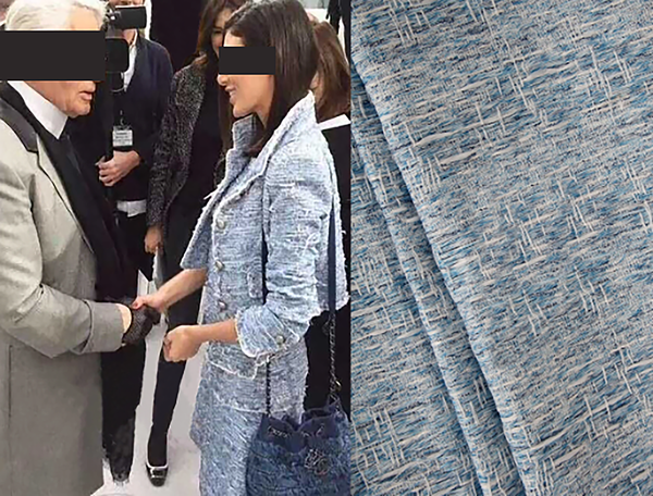 Blue and White - French Tweed -150 cm Wide.