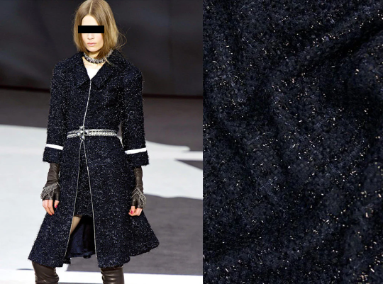 Midnight Blue - Shimmering  French Tweed - 150 cm Wide.