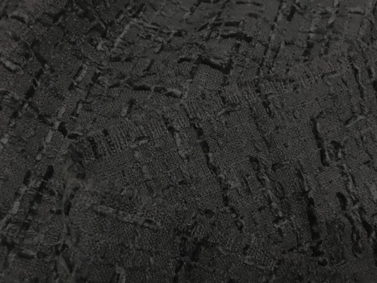 Black w/Black Velvet Ribbons - Double Face French Tweed - 150 cm Wide.