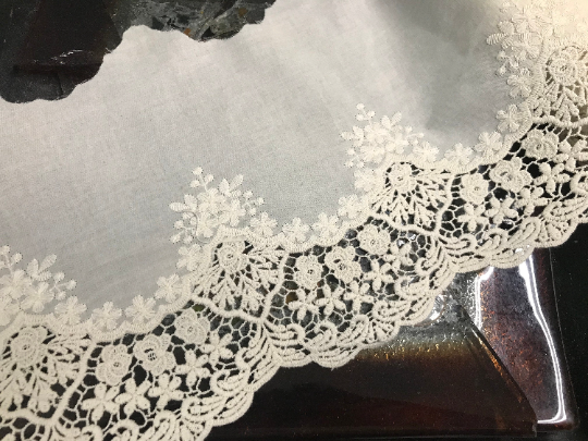 Beige  Broiderie Anglaise -  Swiss Cotton Voile - 20 cm Wide