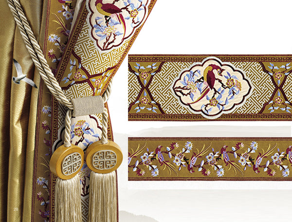 Multi Color w/ Gold/Maroon/Beige - Embroidered  Jacquard Ribbon - in 2 Styles.