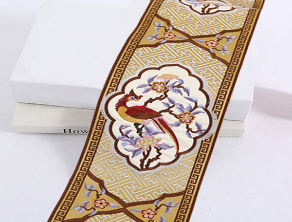 Multi Color w/ Gold/Maroon/Beige - Embroidered  Jacquard Ribbon - in 2 Styles.