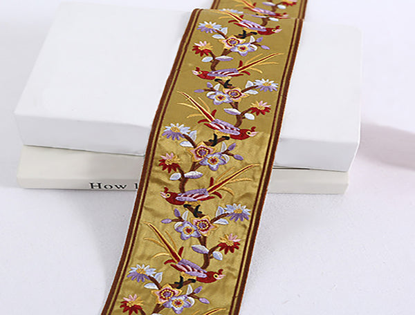 Multi Color w/ Gold/Maroon/Beige - Embroidered  Jacquard Ribbon - in 2 Styles.