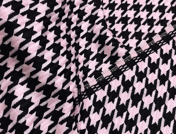 Black and Pink Houdstooth - Italian Woolen -150 cm Wide