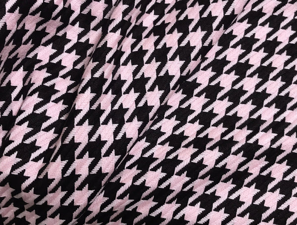 Black and Pink Houdstooth - Italian Woolen -150 cm Wide