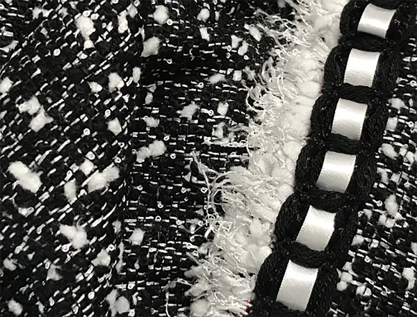 Black and White w/Small White Mate Sequins  - French Tweed - 150 cm Wide.