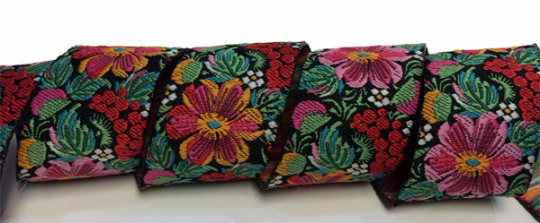 Floral on Black - California Wild Flowers - Embroidered Jacquard Ribbon, 7/8" Width.