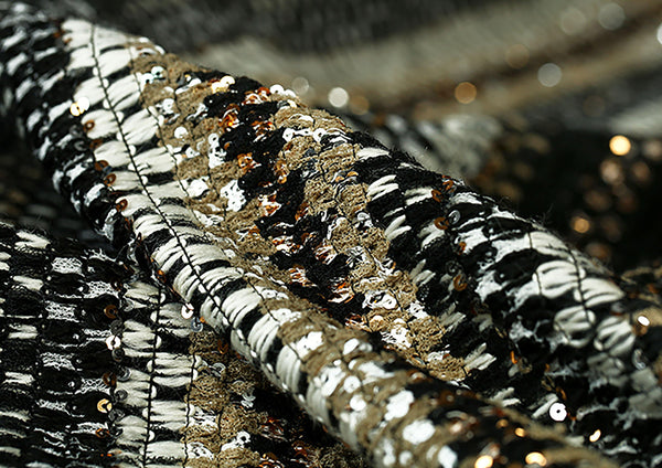 Multi Color Stripes - French Boucle with Sequins - 140 cm Wide - WIKILACES