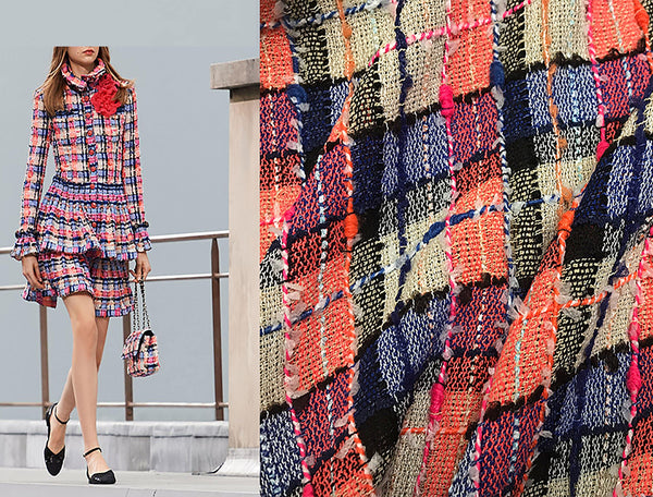 Multi Color Plaid  -  French Tweed -  148 cm Wide - WIKILACES