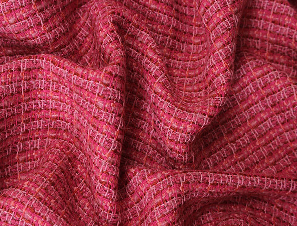 Shades of Pink/Reddish Colors - Lined French Tweed - 148 cm Wide.