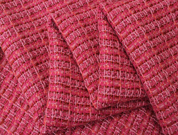 Shades of Pink/Reddish Colors - Lined French Tweed - 148 cm Wide.