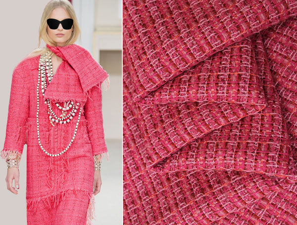 Shades of Pink/Reddish Colors - Lined French Tweed - 148 cm Wide.