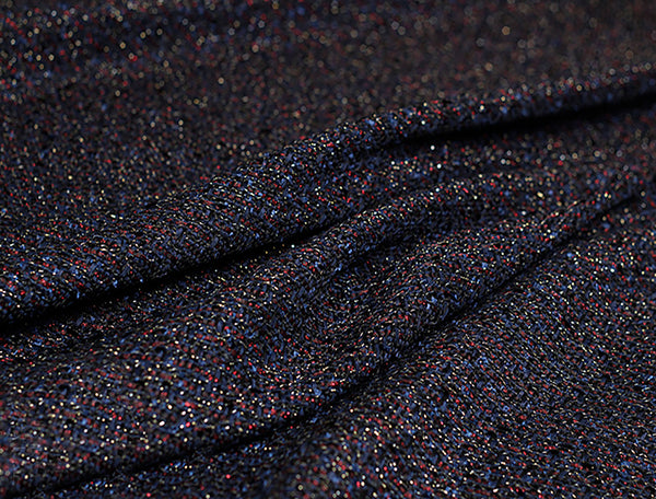 Multi Color Speckles on Blue/Black Background - French Tweed - 148cm Wide.