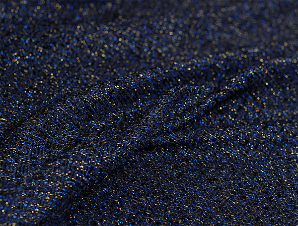 Multi Color Speckles on Blue/Black Background - French Tweed - 148cm Wide.
