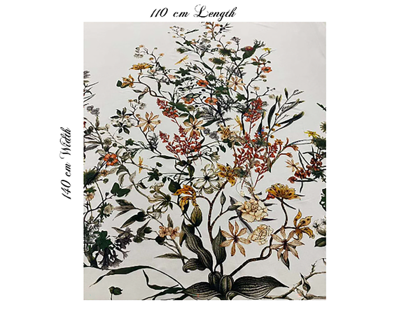 Multi Color Floral on Eggshell Background - French Mulberry Silk Crepe de Chine - 16 MM - Sold by Section: 110 cm L x 140 cm W.