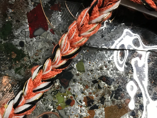 Orange/Black/White/Gold- Handmade French Braid Trim - 1.5 cm Wide.