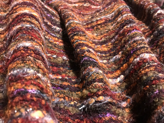 Multi Color With Gold Threads Accents - Italian Woolen - 140 cm Wide.