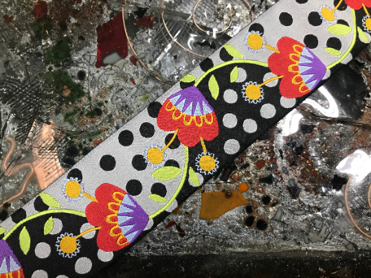 Multi Color Floral Print - Embroidered Jacquard Ribbon - 1.5" Wide.