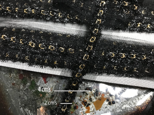 Black on Black Tulle w/Gold Chain -Hand Maid French Trim - 4 cm Wide.