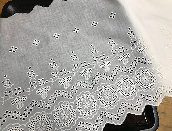 Natural White Broderie Anglaise -  Swiss Cotton Voile - 33 cm Wide.