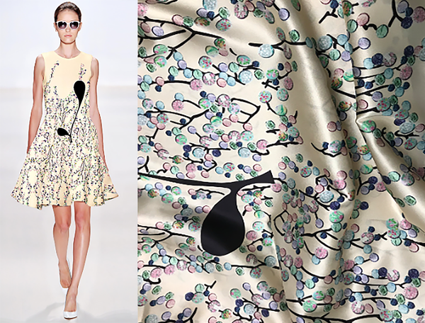 Multi Color Print on a ButterCream Background - Italian Stretch Silk Satin - 19 MM - 120 cm Wide.