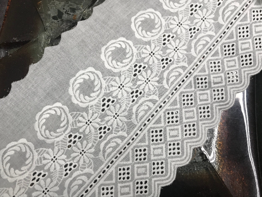 Natural White - Broderie Anglaise on Cotton Voile - 19 CM Wide.